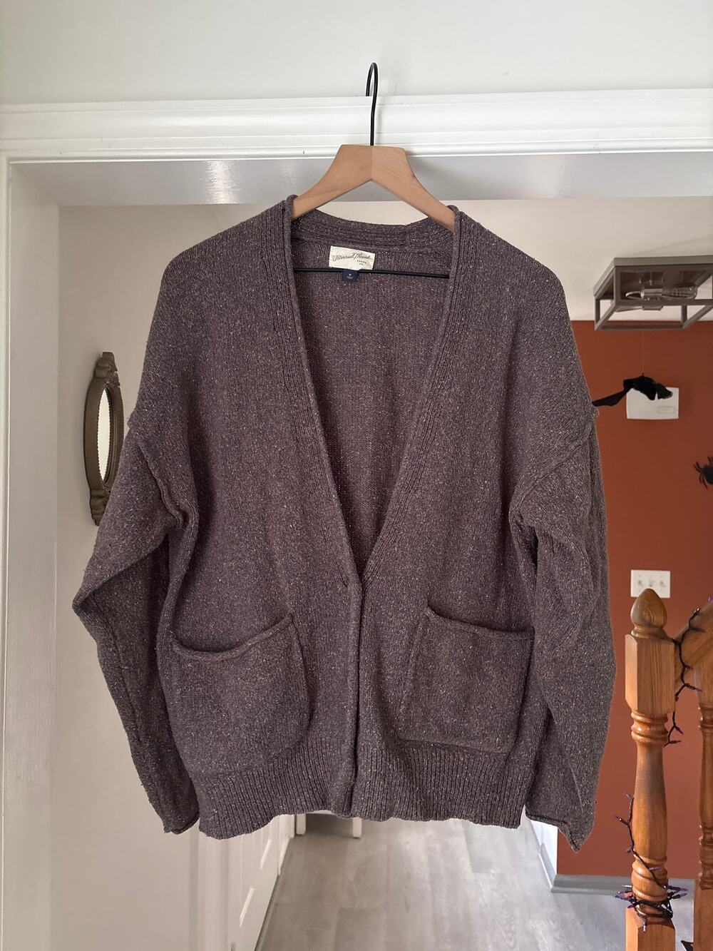 Universal Thread | Gray Marled Knit Grandpa Cardigan Sweater Medium Cottagecore
